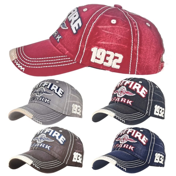Mordely Broderi Baseball Kepsar Distressed Faded Cap RÖD red