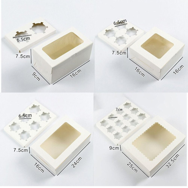 Mordely Papperspresentförpackning Cupcake Box Fodral 12 HÅL 12 holes