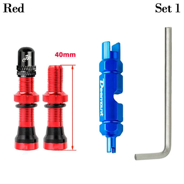 Mordely 2st för SchraderA/V-ventiler Amerikansk ventil RÖD 40MMSET 1 SET 1 Red 40mmSet 1-Set 1