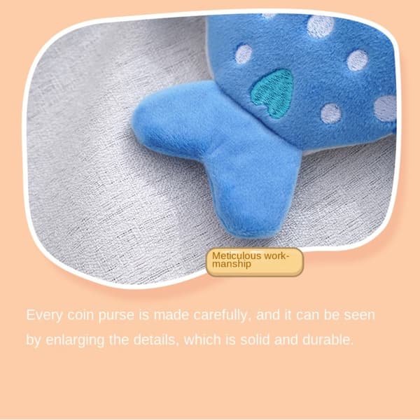 Mordely Plysch Shark Wallet Myntväska GRÅ Grey