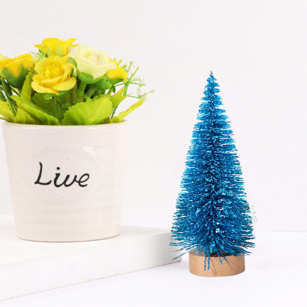 Mini julgranar för juldekoration, 4st konstgjorda blue