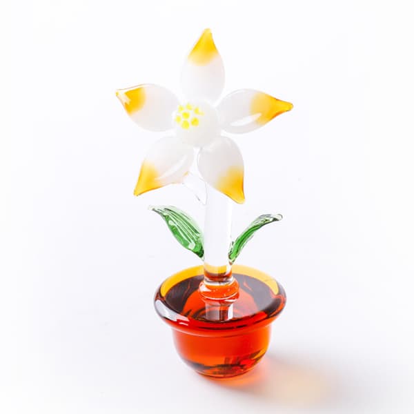 Mordely Glaskonstblommafigur, handblåst skulptur med glas