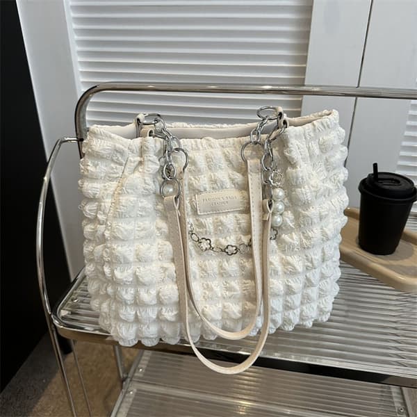Hobos Shopper Bag Axelväska underarmsväska VIT white