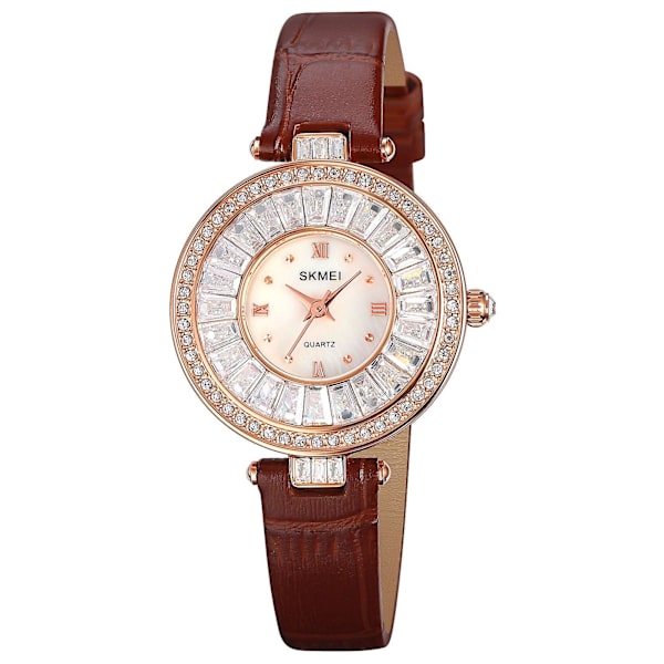 Mordely Women's Waterproof Fashion Wristwatch With Diamond Brown