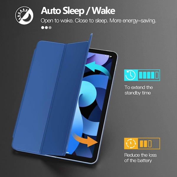 2023 New iPad 8th/7th Generation Case 10.2 with Pencil Holder, Protective Cover with Auto Wake/Sleep, Trifold Stand for iPad 8th Generation, Blue