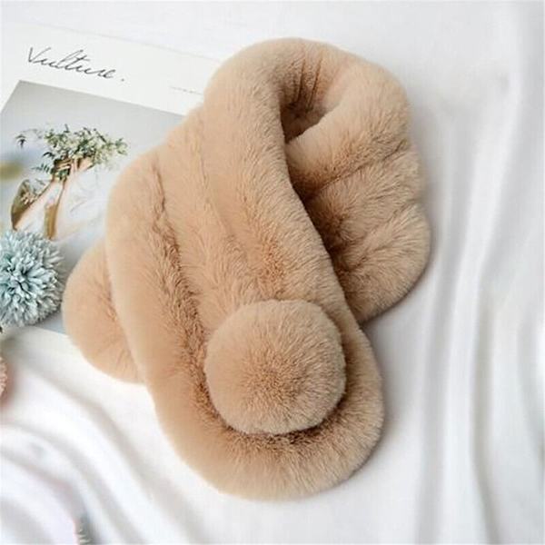 Mordely Kvinnor Dam Fuskpälskrage Scarf Neck Wrap Scarves Beige