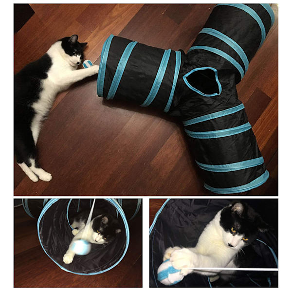 Mordely Hopfällbar T-form Cat Tube Kitty Tunnel Cat Toy