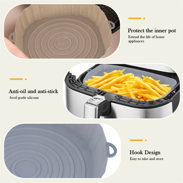 Mordely 2X Silikone Pot Air Fryer Bagekurv GRÅ grey
