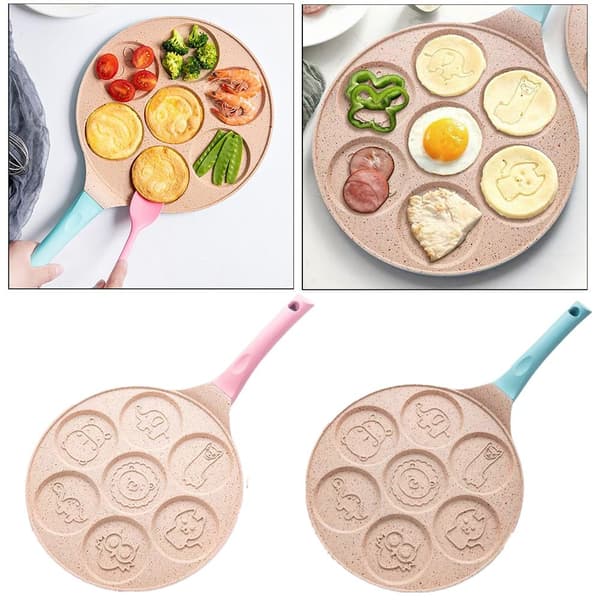 Mordely 7 hål stekt ägg Burger Pan Djurmönster Non-stick blå blue