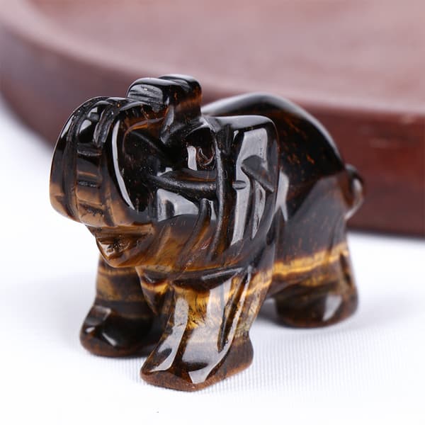 Mordely 2" Crystal Elephant Healing Stone Figurine OBSIDIAN