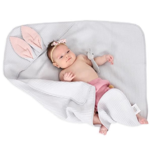 Baby Hooded Handduk - Baby Badhandduk Bomull Barn Handduk Grå Rosa
