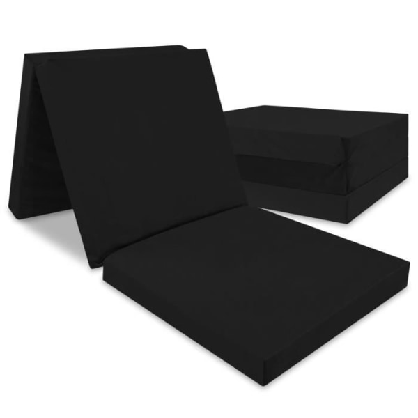Fällbar madrass 195x65x8 cm - vikbar extramadrass hopfällbar madrass med avtagbart ekologiskt överdrag svart sammetsgolvmadrass