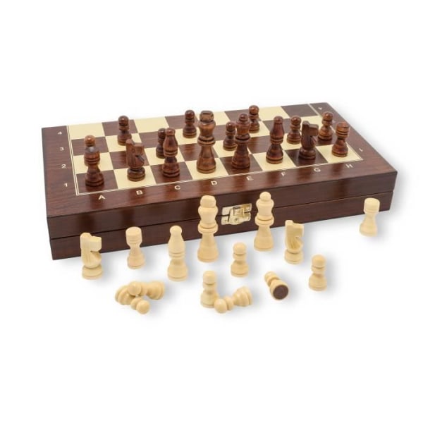 Schackset i trä - AMAZINGGIRL - Schackspel Schackbräde - Svart - Vuxen - 40 x 40 cm