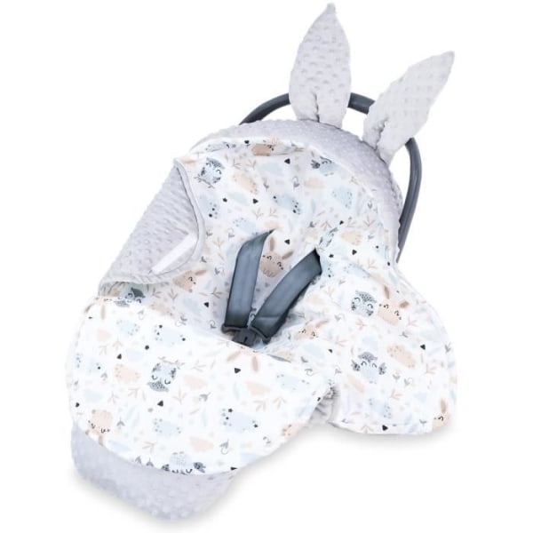 Vinter babyskyddsskydd 80x87 cm - fotpåse babyskydd för bil vinterväska bomullsuggla ljusgrå