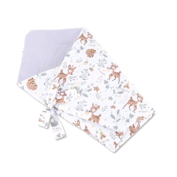 Sovsäcksfilt för babysvamp, universal vändbart bo för pojkar och flickor, Deer and Bear barnvagn – Grå bomull