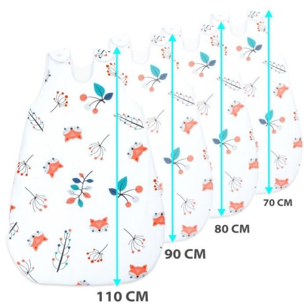 Baby vintersovsäck 70 cm med dragkedja - Varm vintersovsäck för barn i Fox bomull