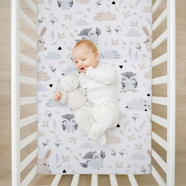 Lakanset för sängvagnar - TOTSY BABY - 90 x 55 cm - Grå - Blandat - 0 månader - Födelse
