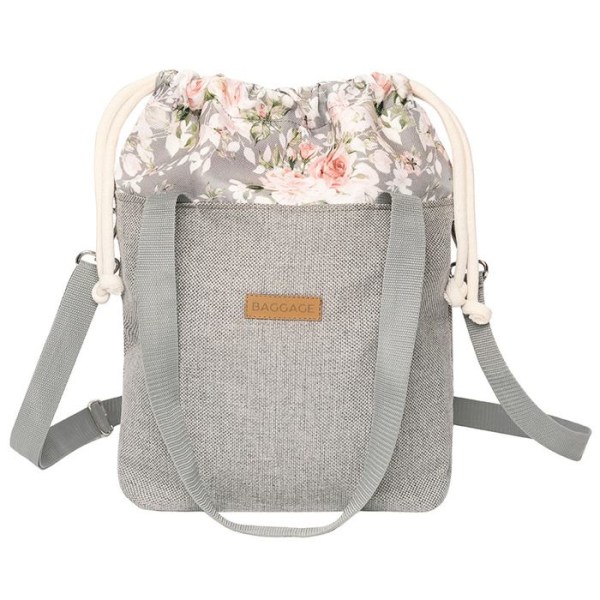 Bucket bags damväska A5 - Axelväska tygväska tygväskor med invändig ficka väska Gråa blommor