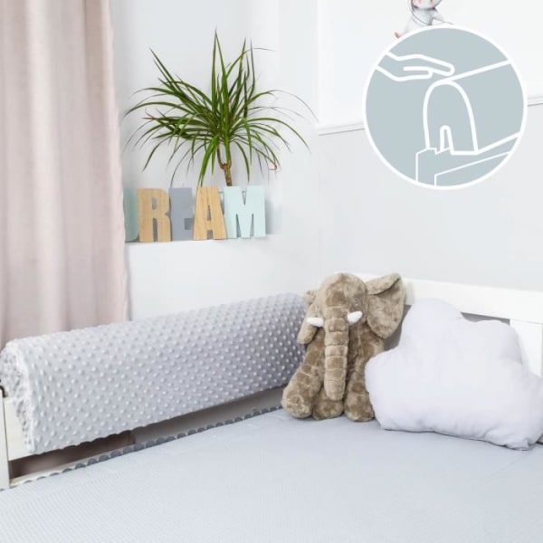 Sängkantsskydd för barnsängar 80 cm - skydd för sängstomme kantskydd för babybarnsäng ljusgrå