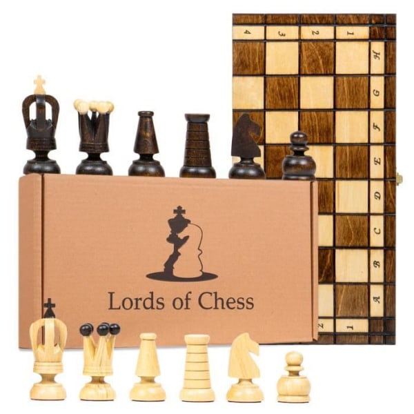 Träschackspel - Schack - Handgjort schackbräde - Beigebrun - Vuxen - 31x31 cm