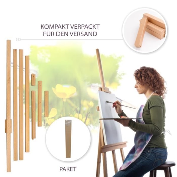 Målarstafli - canvas staffli med tre ben justerbart 150 cm