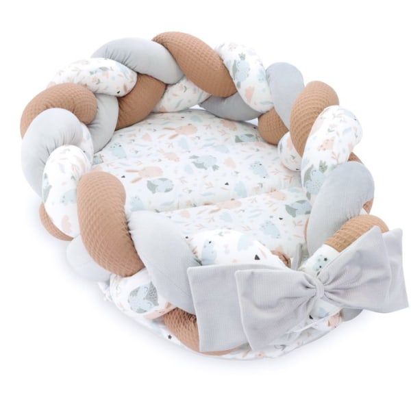 Nyfödda babynest babynest - mysig nest flätset hopfällbart babynest dubbelsidig babysäng 75X45 cm Ugglor Ugglor