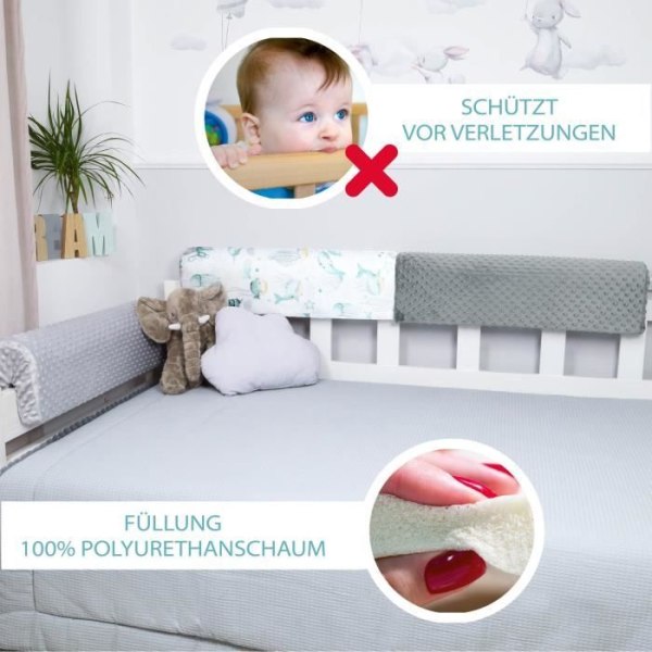 TOTSY BABY barnsäng bumper - Vattendjur - 70 cm - Andas och mysig Vattenlevande djur