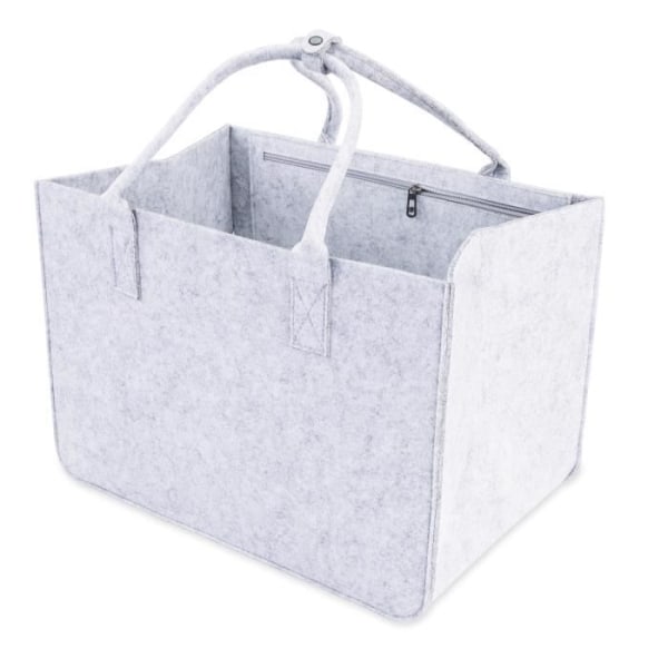 Shopperväska i filtväska - filtkorg Totebag stor hopfällbar shoppingväska på sidan filtgrå 40x27x27 cm