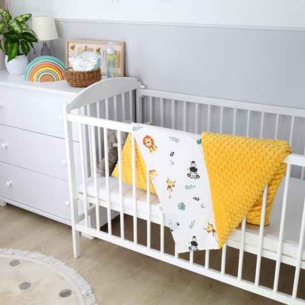 Babyfilt med Minky 75x100 cm - Nyfödd Snuggle Filt Brun Brunt Safarimönster