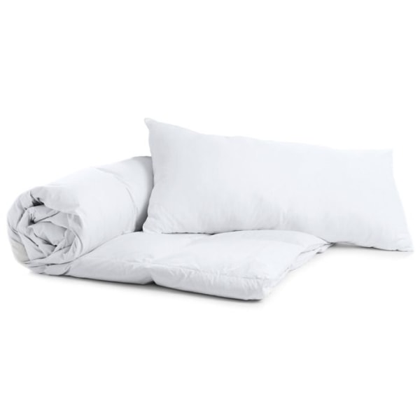 Vinterfilt täcke 155 x 220 cm - varmvitt sovtäckenset: Vitt täcke med kudde 40X80