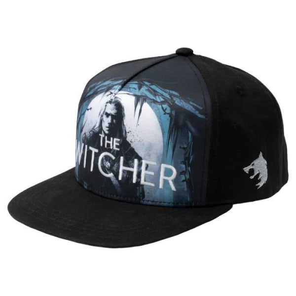 Jinx The Witcher - Valkoinen susi metsästää Snapbackin. Musta, yksi koko, lippalakki Svart