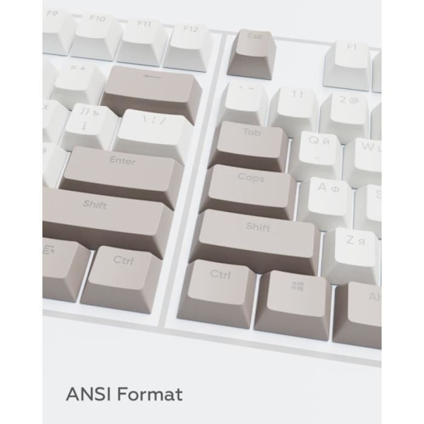 Dark Project KS-48 Keycaps PBT, ENG/RU/UA, grå/vit