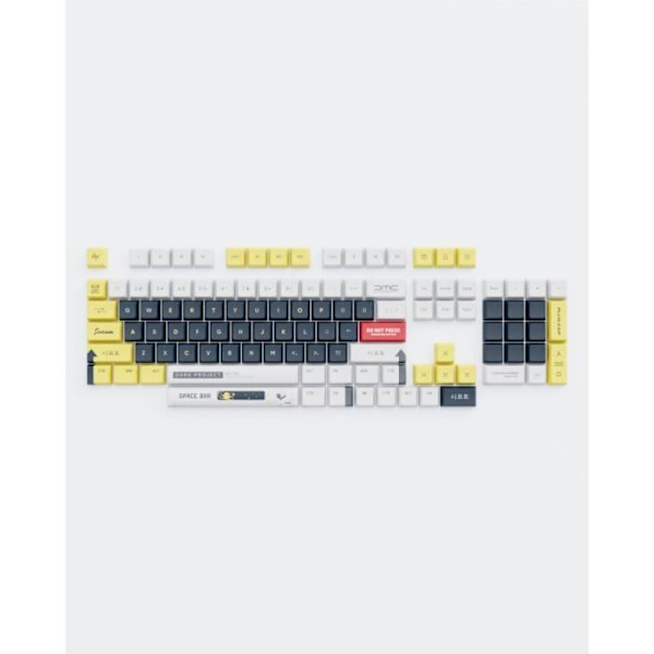 Dark Project KS-2036 PBT-tasthætter, ENG hvid/gul