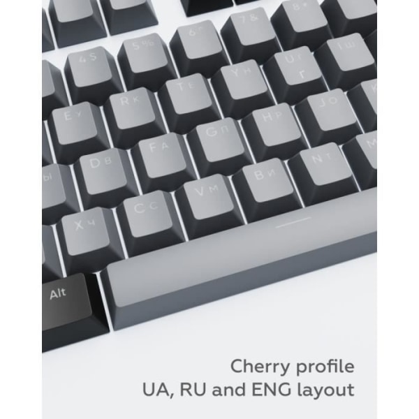 Dark Project KS-46 Keycaps PBT, ENG/RU/UA, Grå/Sort