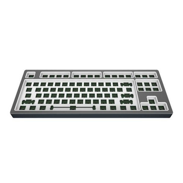 Dark Project KD87B LTD alumiininen DIY pelinäppäimistö, TKL, 87 näppäintä, rasvatut stabilaattorit, RGB, USB, pilvenharmaa, Barebone