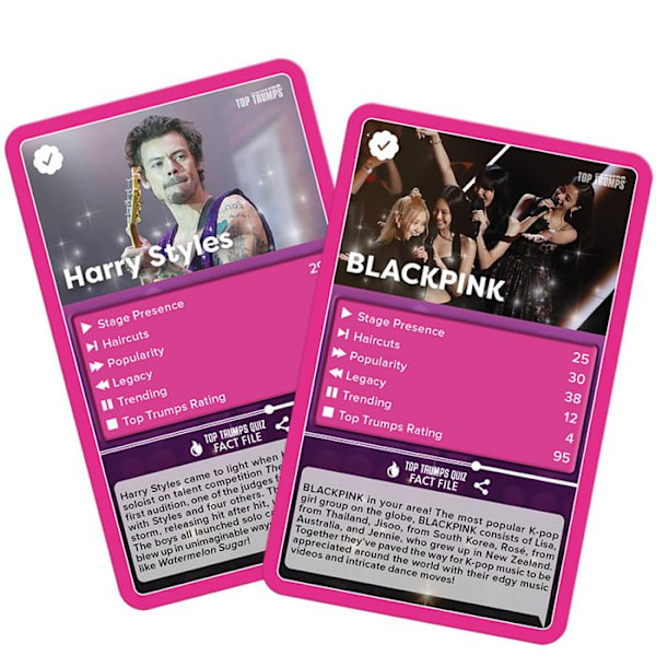 Voittavat liikkeet Popstarit - Top Trumps -peli