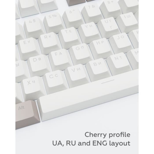 Dark Project KS-48 Keycaps PBT, ENG/RU/UA, grå/hvid