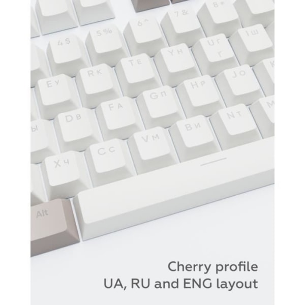 Dark Project KS-48 Keycaps PBT, ENG/RU/UA, grå/vit