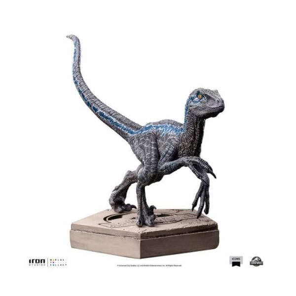 Patsas - Iron Studios - Jurassic World - Icons Velociraptor Blue 9 cm Blå