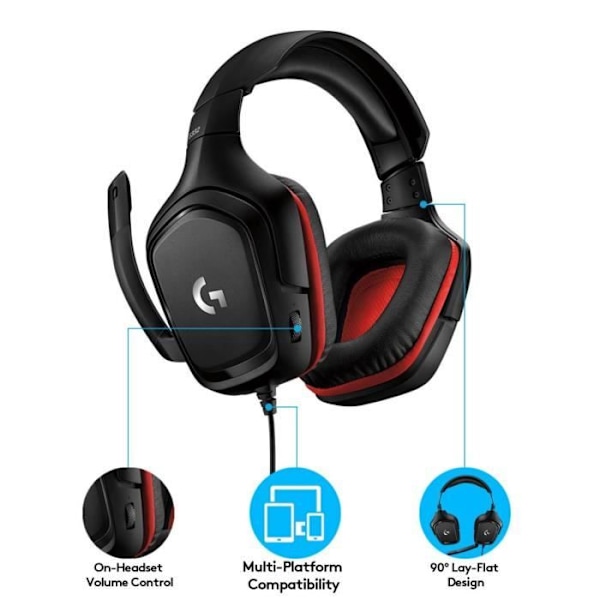 LOGITECH G - G332 keinonahkainen langallinen pelikuuloke - musta