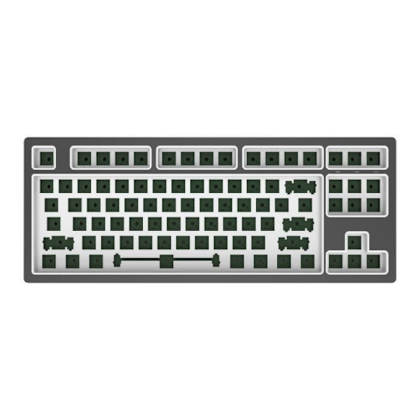 Dark Project KD87B LTD alumiininen DIY pelinäppäimistö, TKL, 87 näppäintä, rasvatut stabilaattorit, RGB, USB, pilvenharmaa, Barebone