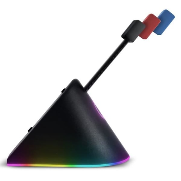 FragON - Citadel RGB Mouse Bungee med 3 farverige klip, musekabelstyringsenhed, PC Gaming Mouse Bungee Svart