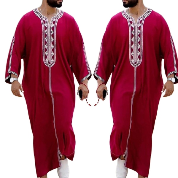 Vintage Mænd Islamisk Arabisk Kaftan Muslim Tøj Langærmet Patchwork Robes