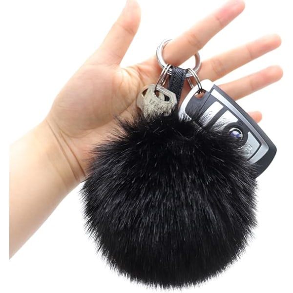 Två stycken 10 cm konstgjord plyschboll nyckelring plånboksväska charm fluffig boll nyckelring för kvinnor