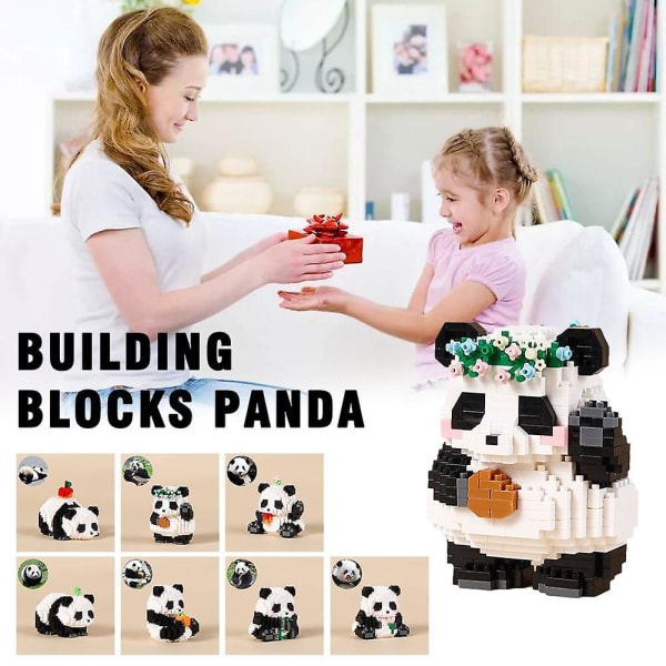 Panda Byggklossar Söta Serietecknade Byggsats Pedagogisk Leksak För Barn Pojkar Flickor Lotus