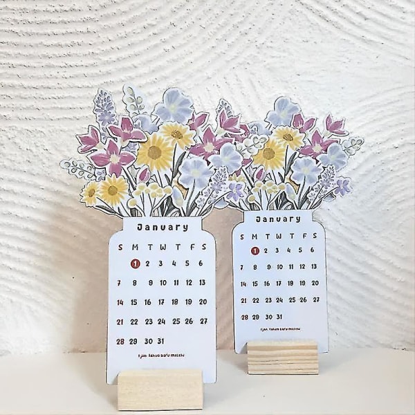 2024 Bloomy Flowers Skrivbordskalender, Kreativ Blommig Skrivbordskalender, 2024 Blomtema Kalender, Julgåvor Nyårsgåvor B 1pcs