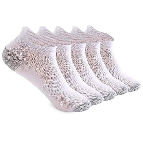 5 par strumpor herr sommar mesh båtstrumpor öronlyftning anti-drop häl bomullsstrumpor andningsbara strumpor white