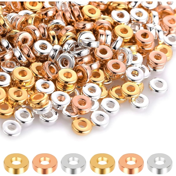 Flade runde afstandsperler, 3000 stykker 6 mm guld Heishi CCB Plastic Disc Rondelle perler til smykkefremstilling Craft DIY Armbånd Halskæde