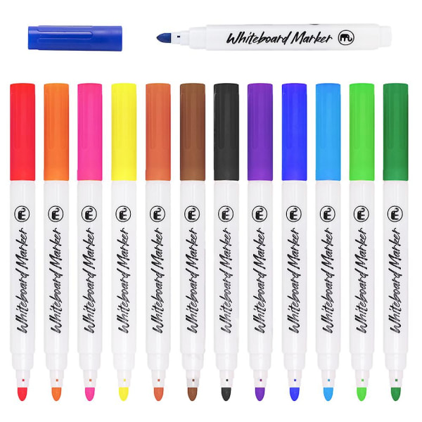 12 stora whiteboard-pennor med spets Whiteboard-markörer Torrraderingsmarkörer, perfekt för hem, skola 12 set olika färger