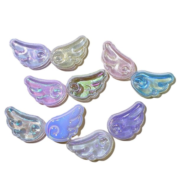 80 st Söt färgglad lysande pärla Angel Wing Collection platt rygg prydnad Smycken rosetter Tillbehör Random Color
